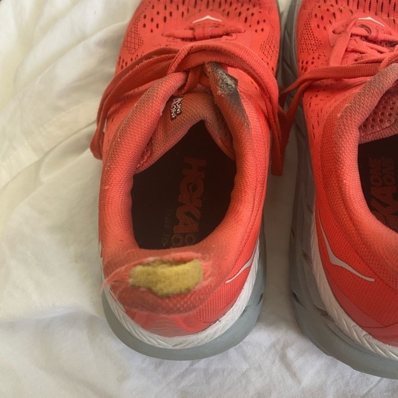 Hoka One One Clifton Lace-up Sneakers Red Fiesta Mesh US Size 8 - Picture 5 of 15